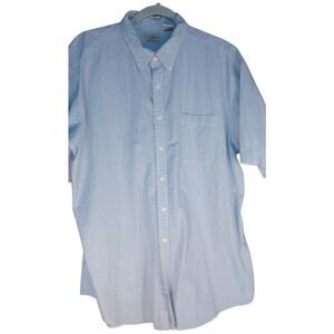 L.L. Bean Men's XL Blue Striped Short Sleeve Button Down Shirt Vacation Casual